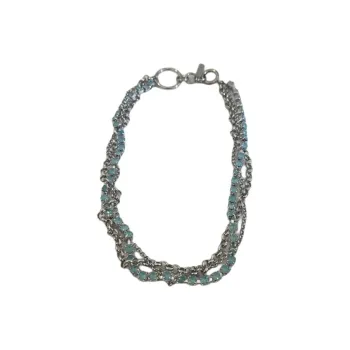 JUSTINE CLENQUET Brass, Palladium Plated, Crystal Necklaces Women's Silver