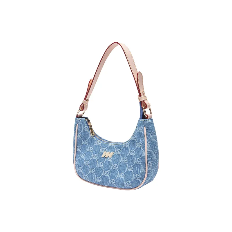 MQ Fabric Baguette Bag, One Shoulder Bag, Portable Crossbody Bag, Shoulder Bag Women's Denim-1