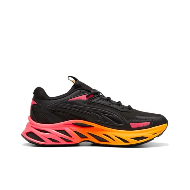 PUMA Cushioning, Slip Resistant, And Abrasion Resistant Low Top Casual Running Shoes Men's Black Orange-1