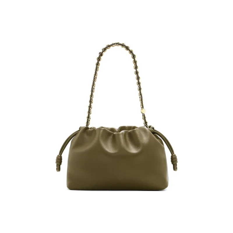 LOEWE Flamenco Soft Nappa Sheep Leather One Shoulder Crossbody Handheld Bag Women's Khaki Green-5