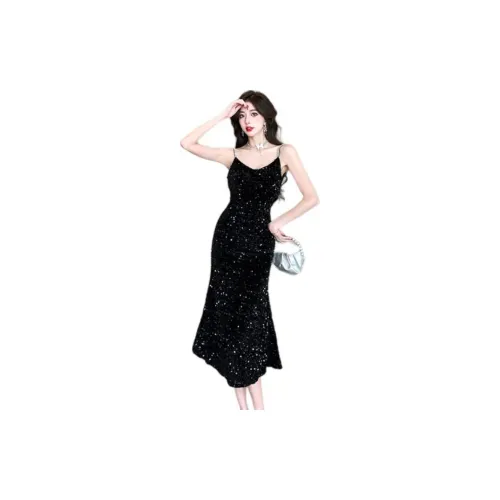 PZGE Slip Dresses Women's Black