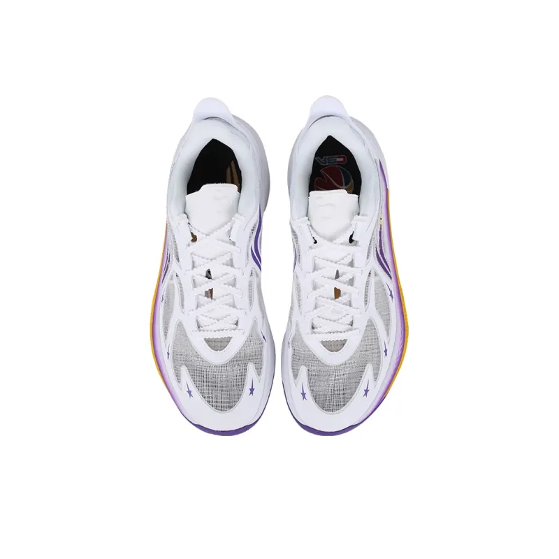 LiNing SONIC 12 PE Version Cushioning Wear Resistant Low Top Basketball Shoes Men's White Purple-3