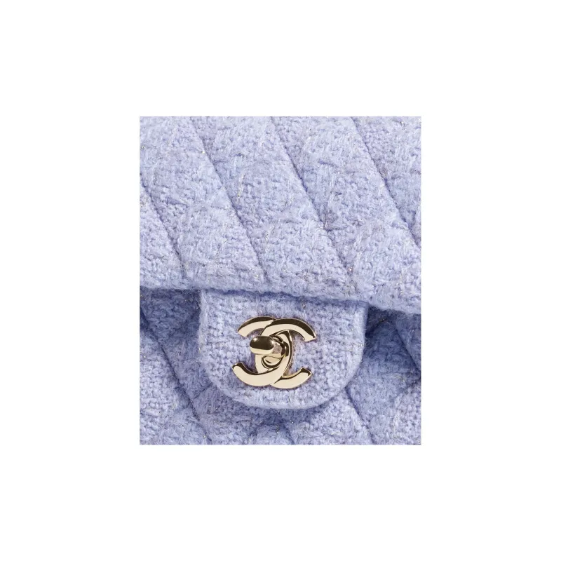 CHANEL Classic Flap CF Wool Twill Soft Woolen Tweed Shoulder Bag, Crossbody Bag Mini Women's Taro Purple-2