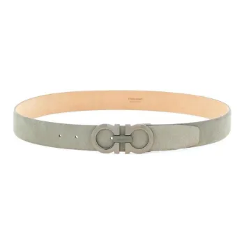 Ferragamo Gancini Buckle Suede Belt