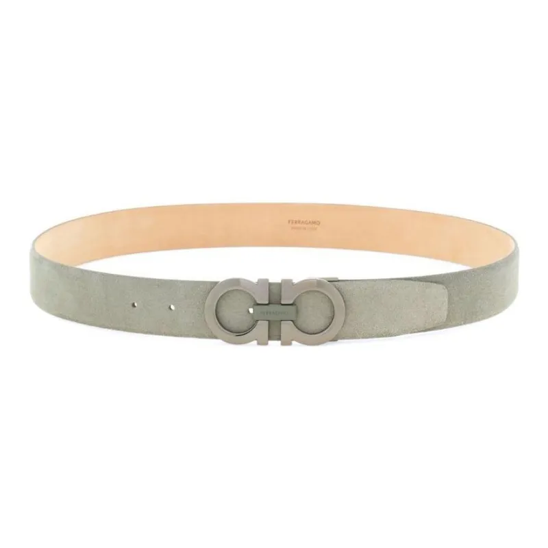 Ferragamo Gancini Buckle Suede Belt-0