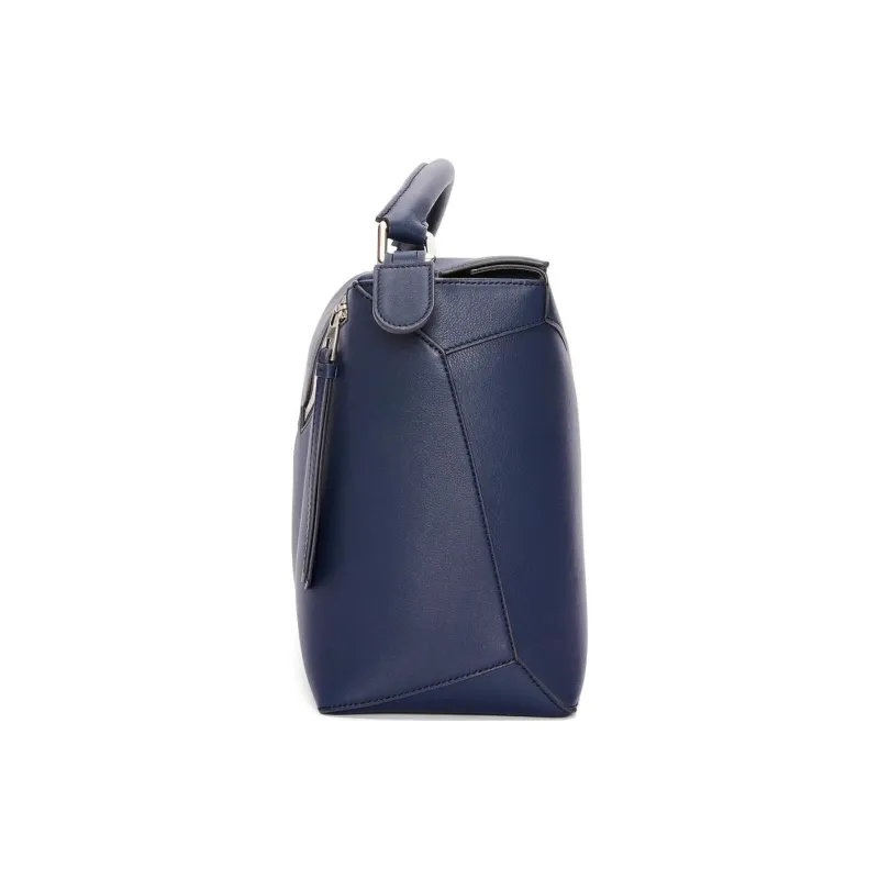 LOEWE Cow Leather Handbag Shoulder Bag Crossbody Bag Large Size Women's Dark Blue-3