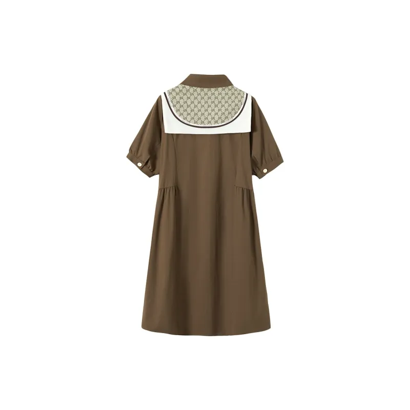 TOUCH Short Sleeved Dresses Women's Coffee+Dark Coffee Letter Shawl-1