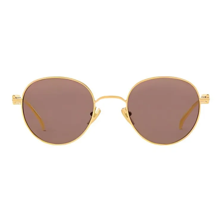 LOUIS VUITTON Acetate Metal Round Sunglasses Women's Gold-1