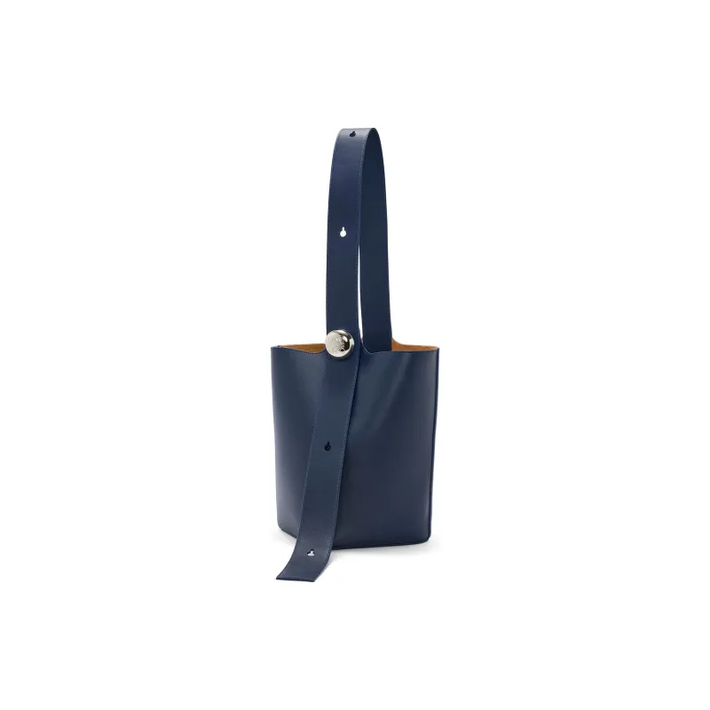 LOEWE Cow Leather Bucket Bags One Shoulder Handbag Crossbody Bag Medium Size Unisex Dark Blue-0