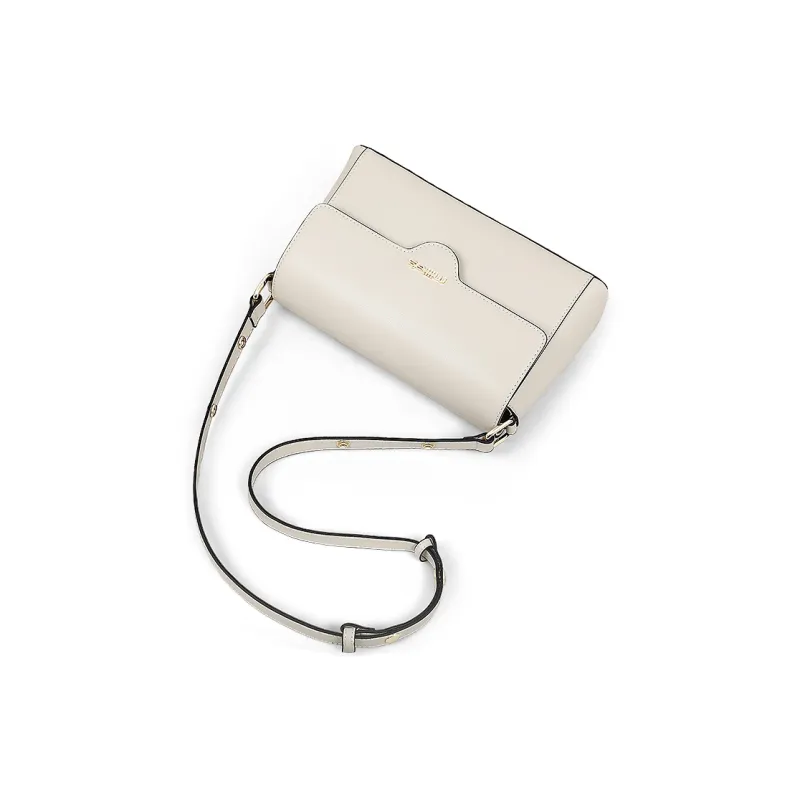 MILLIE'S Cow Leather Patchwork Synthetic Leather Small Square Bag Crossbody Bag Shoulder Bag Regular Women's Ecru-6