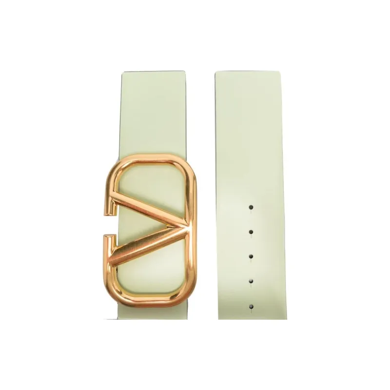Valentino VLogo Classic Double-Sided Leather Belts Women's Pink Wax Green-1