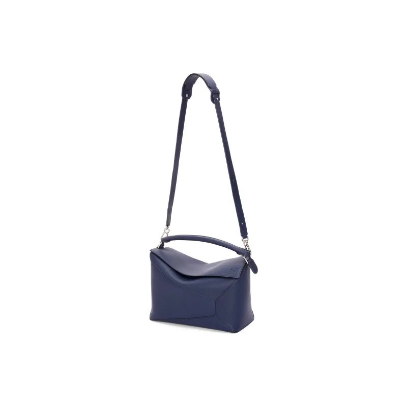 LOEWE Cow Leather Handbag Shoulder Bag Crossbody Bag Large Size Women's Dark Blue-1