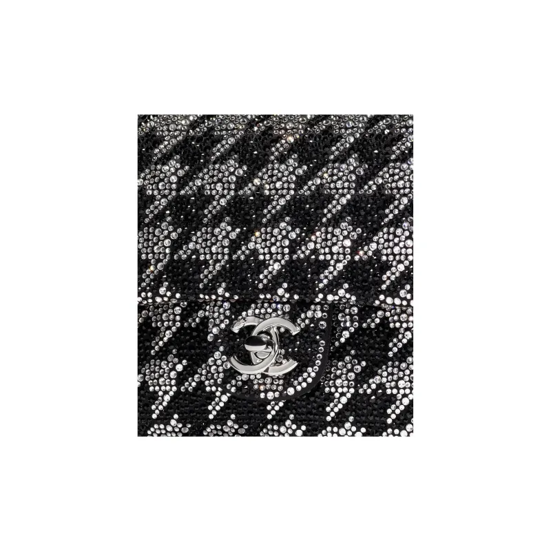 CHANEL Rhinestone & Metal Shoulder Bag, Crossbody Bag Women's Black & Silver-3