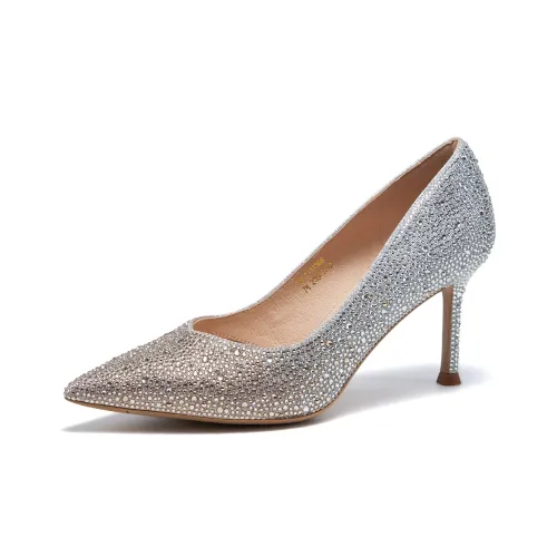 ST&SAT High Heels Women's Champagne Gold Silver