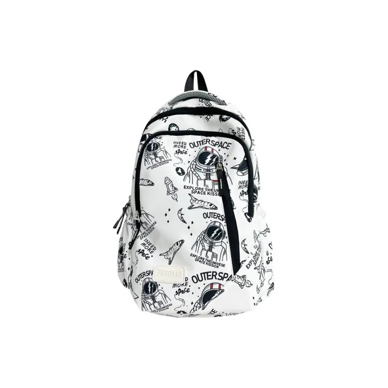 BAODIDAISHU Nylon Backpack Laptop Bag Regular Unisex White, Black-0