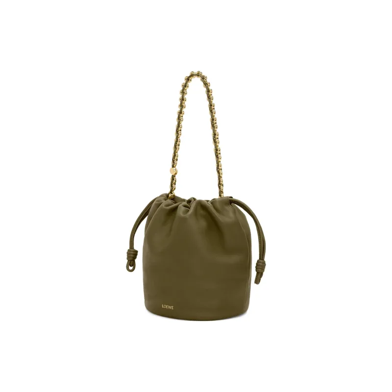 LOEWE Sheepskin Bucket Bag Handbag Shoulder Bag Crossbody Bag Women's Dark Khaki Green-4