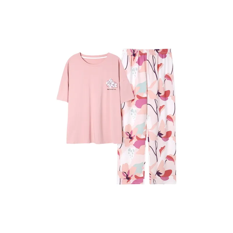 Colorful Pajama Set Women's Light Pink-0
