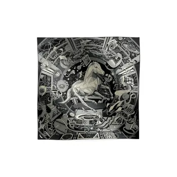 HERMES Cashmere Mulberry Silk Knit Scarves Men's Gray