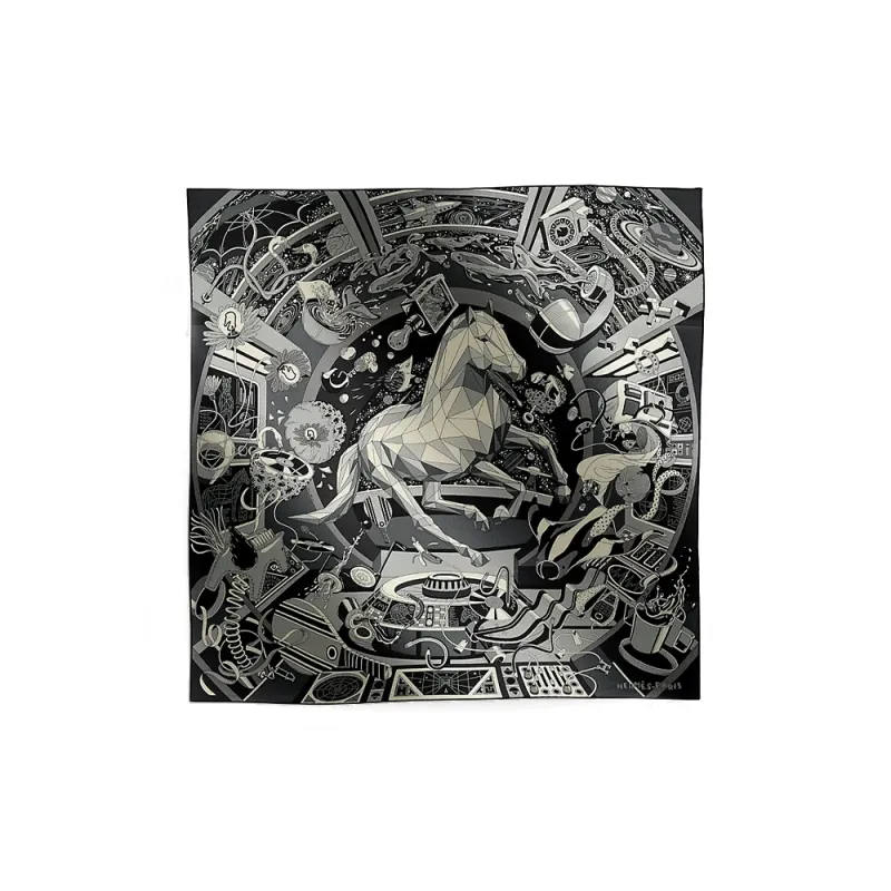 HERMES Cashmere Mulberry Silk Knit Scarves Men's Gray-0