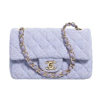 CHANEL Classic Flap CF Wool Twill Velvet Shoulder Bag Crossbody Bag Mini Women's Taro Purple