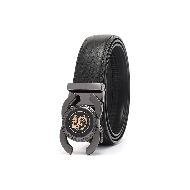 FREE RABBITⅡ Dragon Head Automatic Buckle Soft Comfortable Cow Leather Belts Men's Width 3.5cm-0