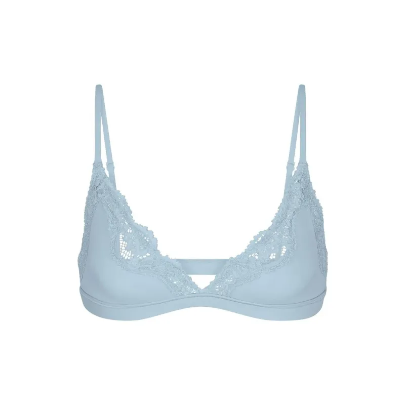 SKIMS FITS EVERYBODY LACE TRIANGLE BRALETTE Bra Women's DENIM/Denim Color-0