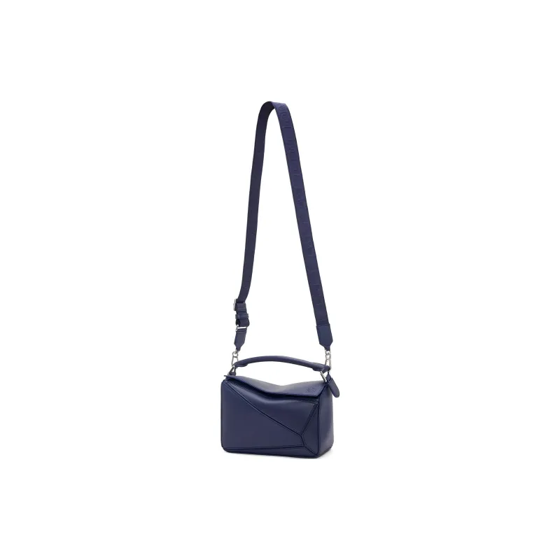 LOEWE Small Puzzle Bag In Satin Calfskin Abyss Blue-2
