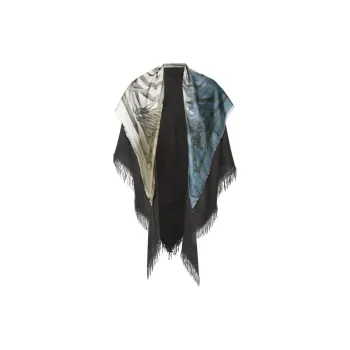GUCCI Fringed Colourblock Silk Scarf