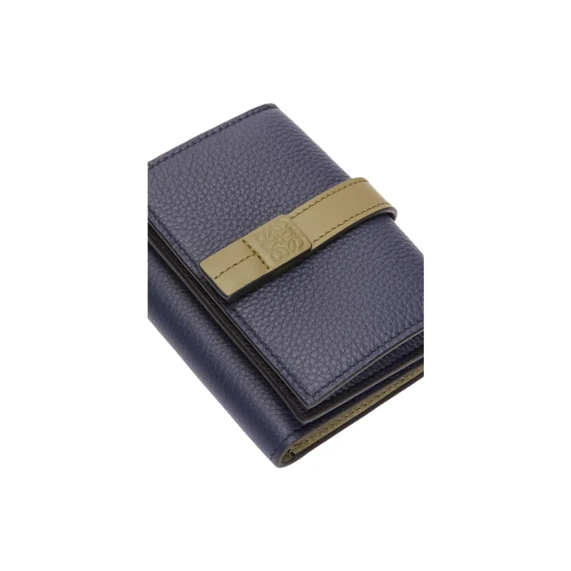LOEWE Soft Grain Calfskin Wallet Trumpets Men's Abyss Blue & Olive Green-5