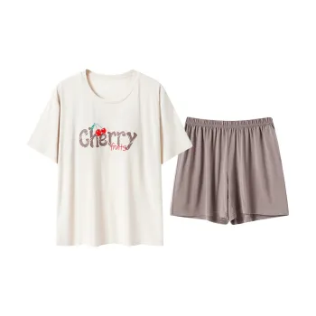 Close-fitting Areas Pajama Set Women's Ecru