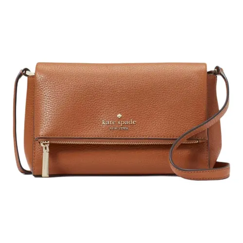 Kate Spade Leila Litchi Grain Leather Shoulder Bag, Crossbody Bag Mini Women's Gingerbread