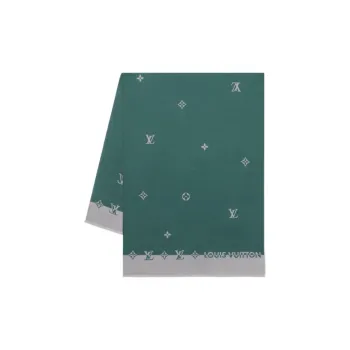 LOUIS VUITTON Cotton Knit Scarves Men's Pine Green Color
