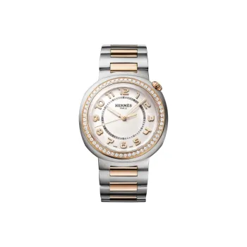 HERMES Wrist Watch Automatic Mechanical Movement Stainless Steel 18K Rose Gold Strap 36mm Silver Dial Women's Watch
