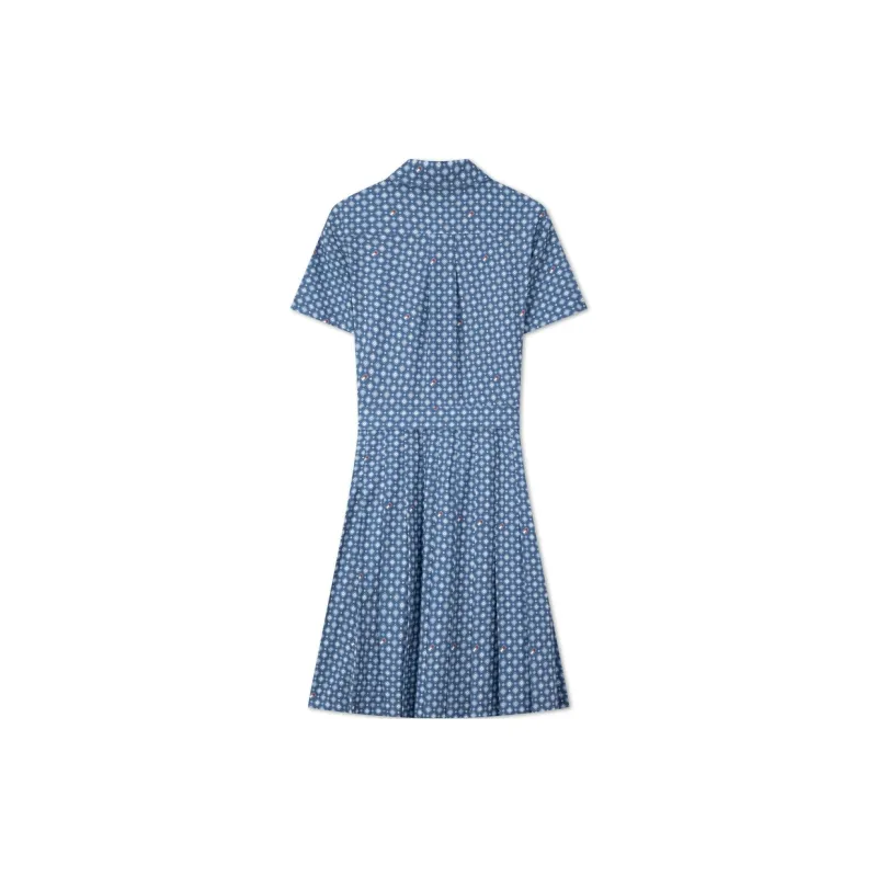 Tommy Hilfiger Short Sleeved Dresses Women's Blue And White Pattern-1