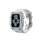 Fully Gem-Set Silver Case, White Strap