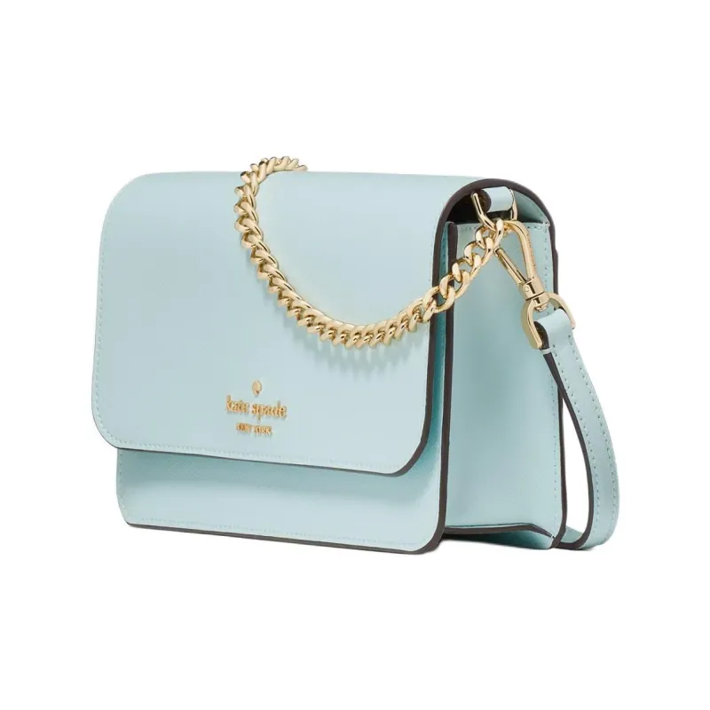 Kate Spade Saffiano Leather Shoulder Bag, Crossbody Bag Small Size Women's Blue Glow-1