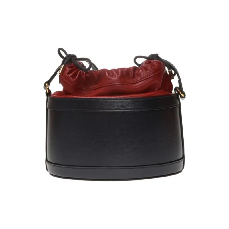 GUCCI Leather Bucket Bag, Shoulder Bag, Crossbody Bag Women's Dark Blue/Red-2
