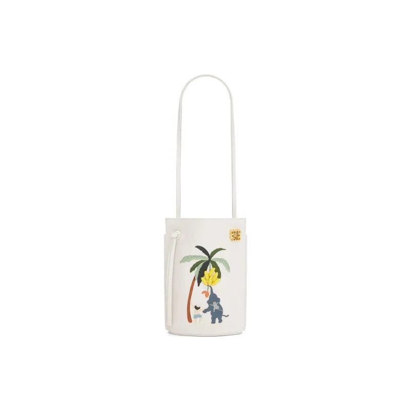 LOEWE Satin Cow Leather Shoulder Bag Crossbody Bag Women's Soft White With Light Ocean Blue-1