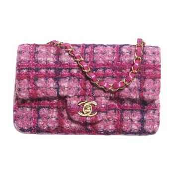 CHANEL Classic Flap CF Cotton Wool Blend Fiber Shoulder Bag Crossbody Bag Mini Women's Pink/Red/Marine Blue