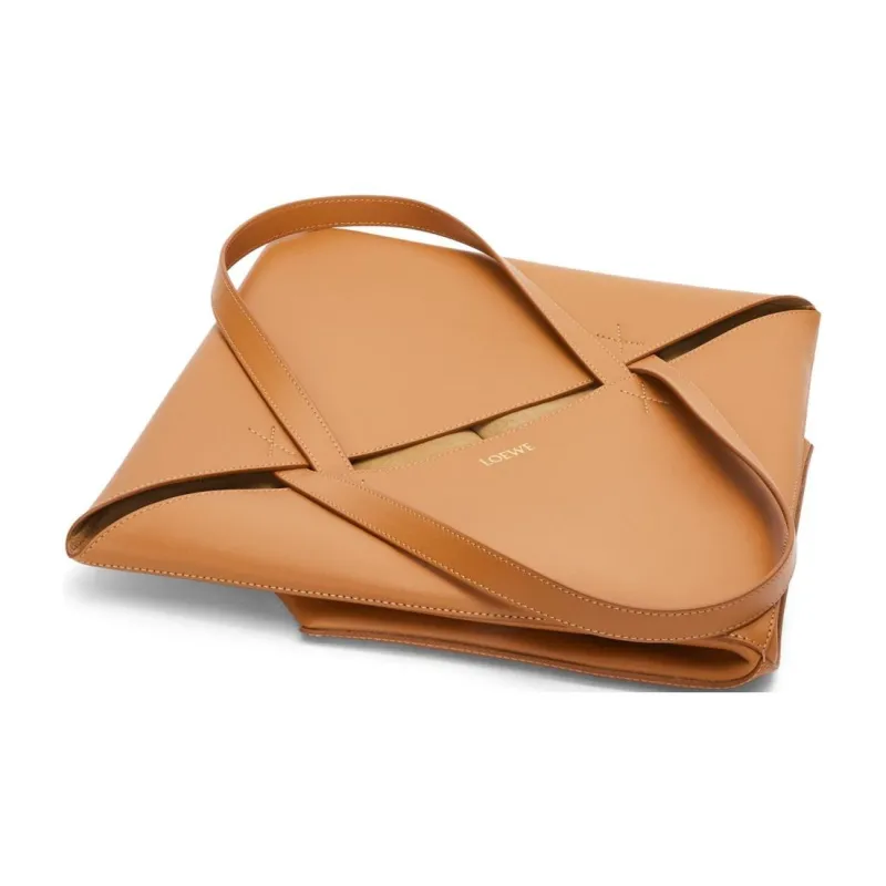 LOEWE Shiny Calfskin Tote Bag, Shopping Bag, Handbag Extra Large Men's Warm Desert-4
