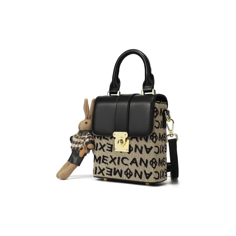 MEXICAN Fabric With PU Leather Shoulder Bag, Crossbody Bag, Handbag Regular Women's Black-2