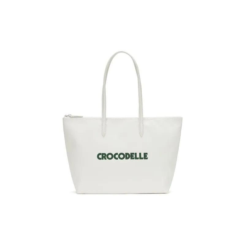 LACOSTE PVC Tote Bag, Shopping Bag, Shoulder Bag, Handbag Large Size Women's Ecru-1