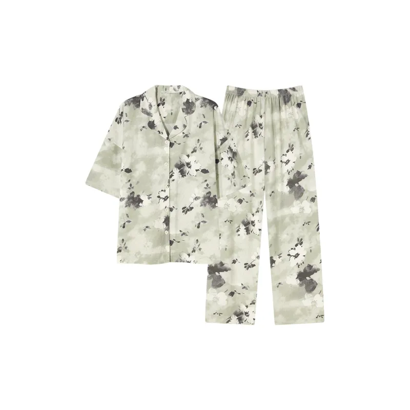 The Story Of The Flower Season Pajama Set Women's Light Green-0