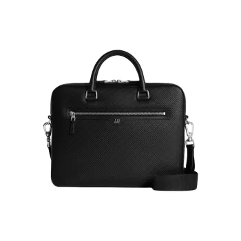 Dunhill Grained Calfskin Portable Briefcases Men's Black