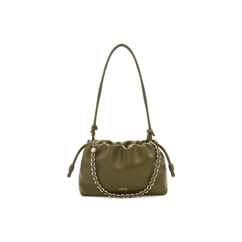 LOEWE Flamenco Soft Nappa Sheep Leather One Shoulder Crossbody Handheld Bag Women's Khaki Green-2
