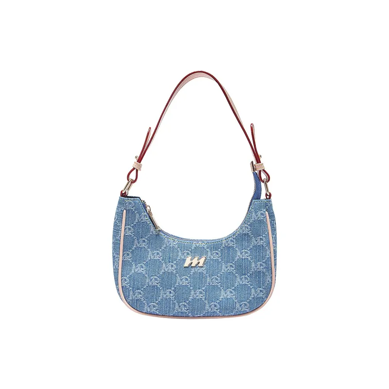 MQ Fabric Baguette Bag, One Shoulder Bag, Portable Crossbody Bag, Shoulder Bag Women's Denim-0