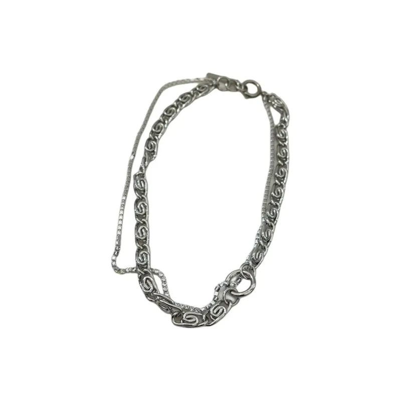 JUSTINE CLENQUET Brass, Palladium Plated, Crystal Necklaces Women's Silver-1