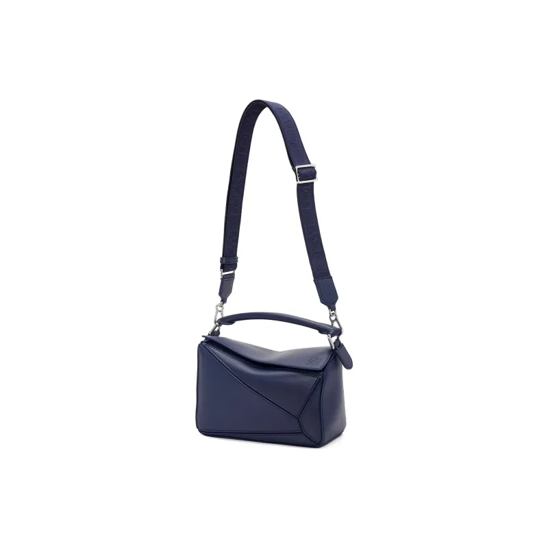 LOEWE Small Puzzle Bag In Satin Calfskin Abyss Blue-1