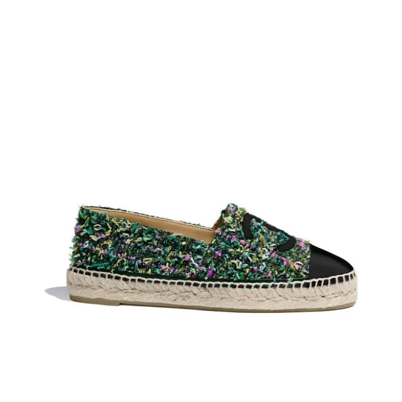 CHANEL Casual Single Shoes Women's Green Pink-1
