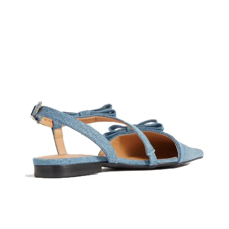 GANNI Bow-detailing Pointed-toe Ballerina Shoes-3